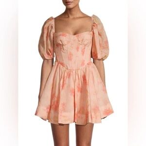 Bardot 8 kiah corset mini dress Peach orange floral pink puff cocktail party